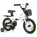 Kids Bike with Basket, Handbrake and Coaster Brake – 14 inches / White