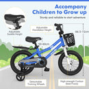 Kids Bike with Basket, Handbrake and Coaster Brake – 14 inches / Blue
