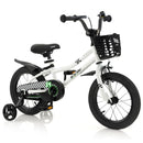 Kids Bike with Basket, Handbrake and Coaster Brake – 14 inches / Black & White