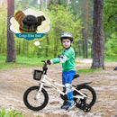 Kids Bike with Basket, Handbrake and Coaster Brake – 14 inches / Black & White