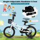 Kids Bike with Basket, Handbrake and Coaster Brake – 16 inches / Black & White