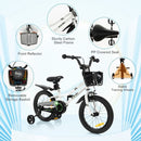 Kids Bike with Basket, Handbrake and Coaster Brake – 16 inches / Black & White