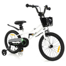 Kids Bike with Basket, Handbrake and Coaster Brake – 18 inches / Black & White
