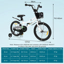 Kids Bike with Basket, Handbrake and Coaster Brake – 18 inches / Black & White