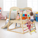 Wooden Indoor Jungle Gym with Extended Slide – Colourful