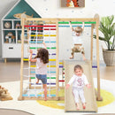 Wooden Indoor Jungle Gym with Extended Slide – Colourful