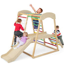 Wooden Indoor Jungle Gym with Extended Slide – Colourful