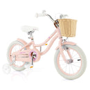 Pink Kids Bike with Woven Basket and Training Wheels – Pink / 14 inches