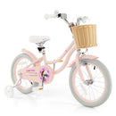 Pink Kids Bike with Woven Basket and Training Wheels – Pink / 16 inches