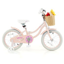 Pink Kids Bike with Woven Basket and Training Wheels – Pink / 16 inches