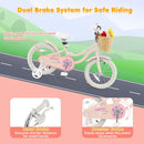 Pink Kids Bike with Woven Basket and Training Wheels – Pink / 16 inches