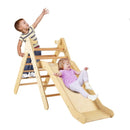 Wooden Triangle Climber with Slide Ramp – Natural