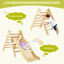Wooden Triangle Climber with Slide Ramp – Natural