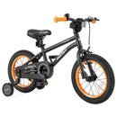 Kids Sport Bike with Adjustable Saddle and Training Wheels – Black / 14 inches