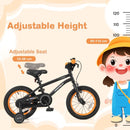Kids Sport Bike with Adjustable Saddle and Training Wheels – Black / 14 inches