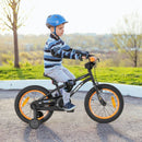 Kids Sport Bike with Adjustable Saddle and Training Wheels – Black / 16 inches