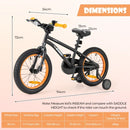 Kids Sport Bike with Adjustable Saddle and Training Wheels – Black / 16 inches