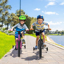 Kids Sport Bike with Adjustable Saddle and Training Wheels – Black / 16 inches