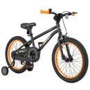 Kids Sport Bike with Adjustable Saddle and Training Wheels – Black / 18 inches