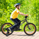 Kids Sport Bike with Adjustable Saddle and Training Wheels – Black / 18 inches