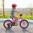 Kids Sport Bike with Adjustable Saddle and Training Wheels – Pink / 16 inches