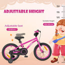 Kids Sport Bike with Adjustable Saddle and Training Wheels – Pink / 16 inches