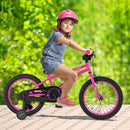 Kids Sport Bike with Adjustable Saddle and Training Wheels – Pink / 18 inches