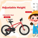 Kids Sport Bike with Adjustable Saddle and Training Wheels – Red / 18 inches