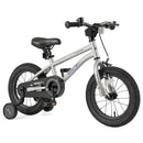 Kids Sport Bike with Adjustable Saddle and Training Wheels – Silver / 14 inches