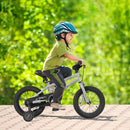 Kids Sport Bike with Adjustable Saddle and Training Wheels – Silver / 14 inches