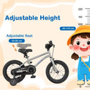 Kids Sport Bike with Adjustable Saddle and Training Wheels – Silver / 14 inches