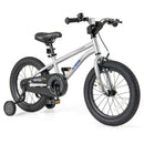 Kids Sport Bike with Adjustable Saddle and Training Wheels – Silver / 16 inches