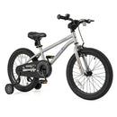 Kids Sport Bike with Adjustable Saddle and Training Wheels – Silver / 18 inches