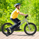 Kids Sport Bike with Adjustable Saddle and Training Wheels – Silver / 18 inches