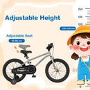 Kids Sport Bike with Adjustable Saddle and Training Wheels – Silver / 18 inches