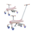 2-in-1 Toddler Push Car with Light-Up Wheels – Pink