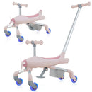 2-in-1 Toddler Push Car with Light-Up Wheels – Pink