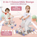 2-in-1 Toddler Push Car with Light-Up Wheels – Pink
