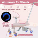 2-in-1 Toddler Push Car with Light-Up Wheels – Pink