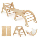 Wooden Triangle Climbing Set with Arch Cushion – Natural