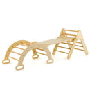Wooden Triangle Climber, Arch and Reversible Ramp Set – Natural