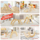 Wooden Triangle Climber, Arch and Reversible Ramp Set – Natural