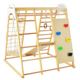 Wooden Indoor Jungle Gym with Monkey Bars and Swing