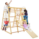 Wooden Indoor Jungle Gym with Monkey Bars and Swing – Natural