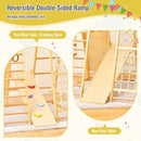 Wooden Indoor Jungle Gym with Monkey Bars and Swing – Natural