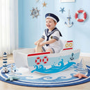 Wooden Nautical Rocking Boat for Toddlers – Multicolour