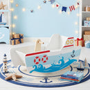 Wooden Nautical Rocking Boat for Toddlers – Multicolour
