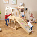 Wooden Indoor Jungle Gym with Extended Slide and Swing – Colourful