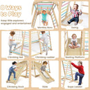 Wooden Indoor Jungle Gym with Extended Slide and Swing – Colourful