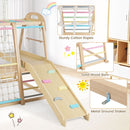 Wooden Indoor Jungle Gym with Extended Slide and Swing – Colourful